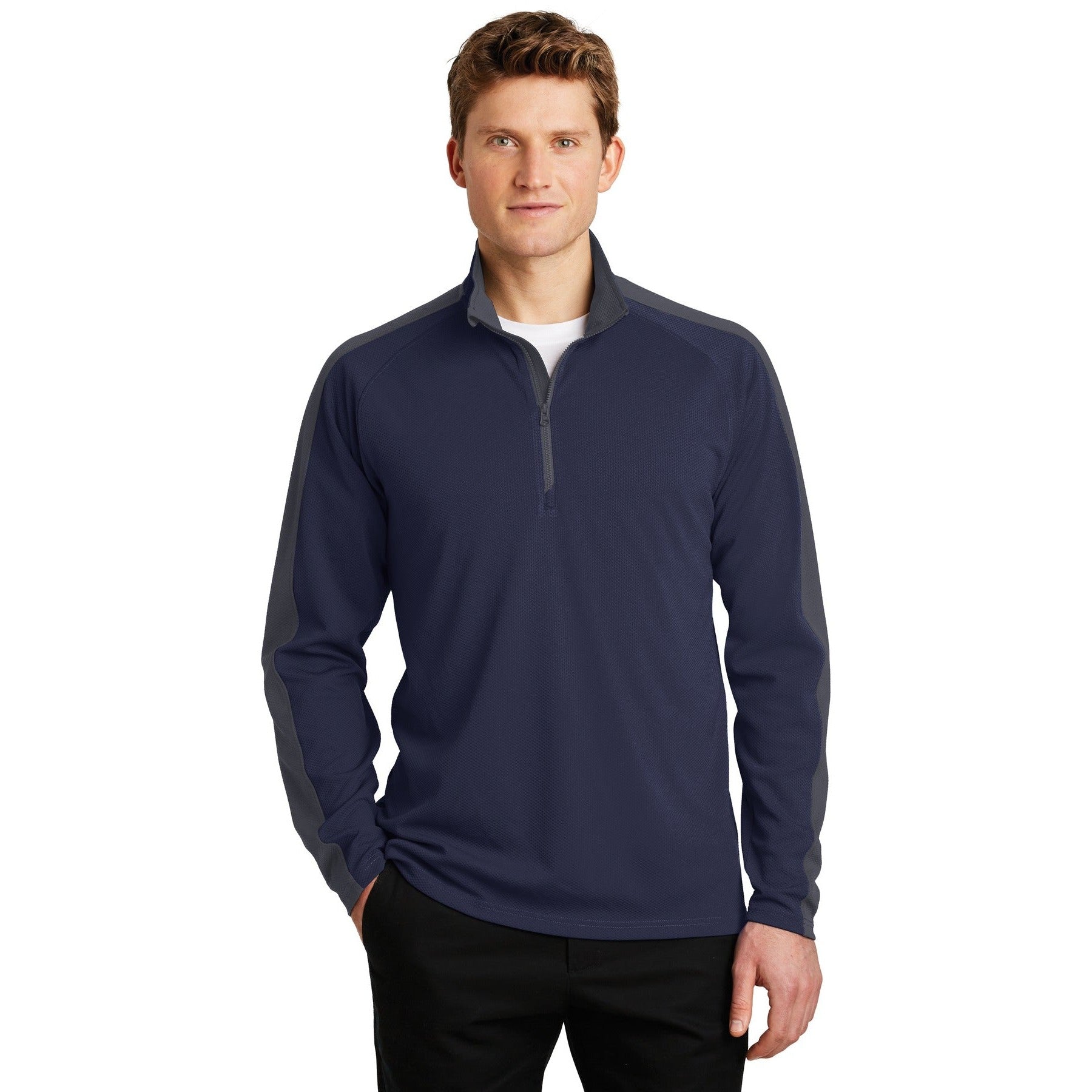 Sport-Tek-Sport-Tek® Sport-Wick® Textured Colorblock 1/4-Zip Pullover. ST861-MedTech-4